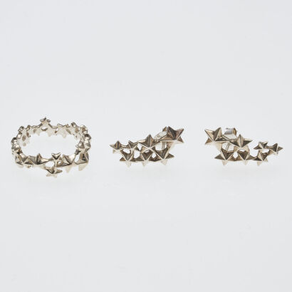 Zoe and Morgan Milky Way Star Ring and Earrings Set