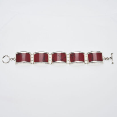 Mexican Silver Red Stone Bracelet