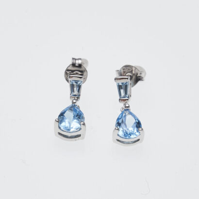 9ct White Gold Blue Topaz Earrings