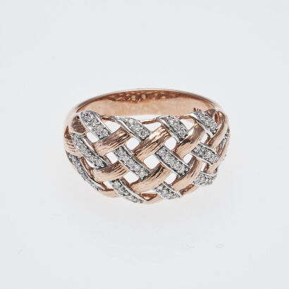 9ct Rose Gold Diamond Dome Ring
