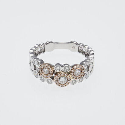 9ct Rose and White Gold Diamond Ring