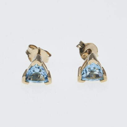 9ct Blue Topaz Triangle Earrings