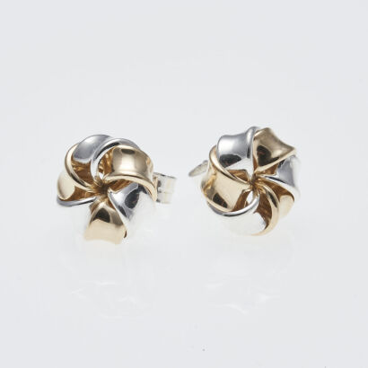 9ct and Sterling Silver Twisted Knot Earrings