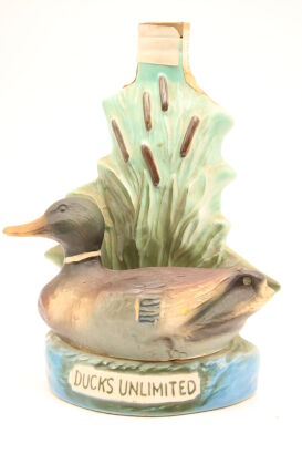 (1) Jim Beam Bourbon Whiskey Regal China Decanter Ducks Unlimited Mallardl, 40% ABV, 750ml