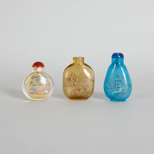 Three Chinese Peking Glass Snuff Bottles