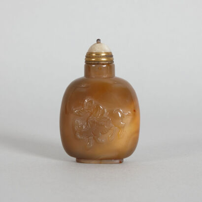 A 20th Century Chinese Agate 'Kid and Buffalo' Snuff Bottle