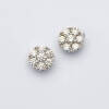 A pair of diamond cluster earrings, two claw set round brilliant cut diamond centre stones of estimated total weight 0.30 carats, surrounded by twenty-four claw set round brilliant cut diamonds of estimated total weight 1.52 carats. 14ct white gold. Weigh