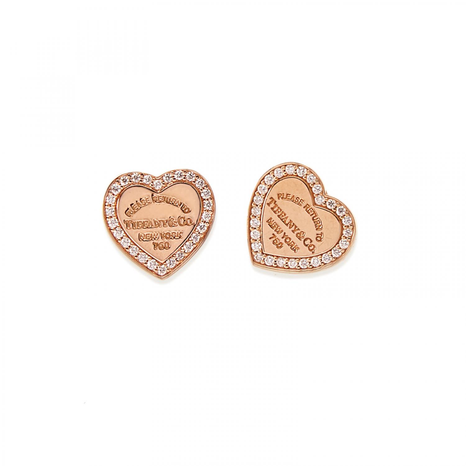 tiffany and co rose gold heart earrings