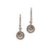 A pair of diamond cluster drop earrings, two bezel set round brilliant cut diamonds of estimated total weight 0.60 carats, surrounded and accented with fifty-eight pave set round brilliant cut diamonds of estimated total weight 0.47 carats. 18ct white gol