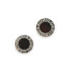 A pair of Bulgari Bulgari disk earrings, Bulgari. Disk earring with onyx inlay. 18ct white gold. Weight 6.5 grams. Diameter 13mm. Original box.