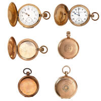 Bag Lot of Six Rolled Gold Pocket Watches and Cases