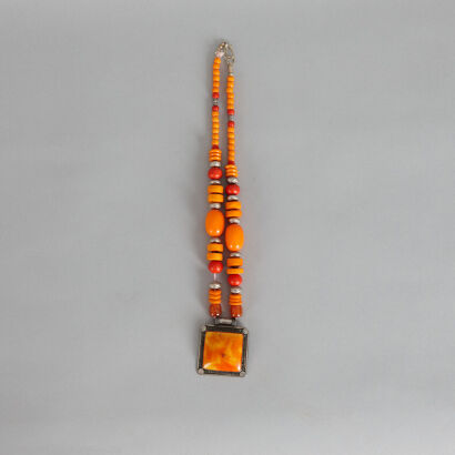 A Chinese Red Bead Necklace