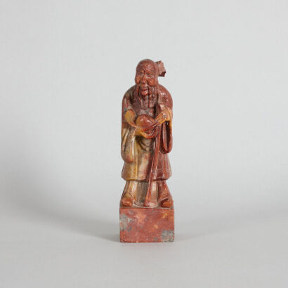 A Chinese Soapstone Carved God of Longevity Seal