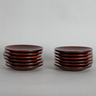 Twelve Japanese Lacquer Dishes