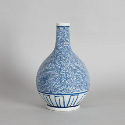 A Japanese Blue and White Bottle Vase