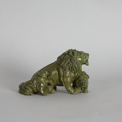 A Green Stone Carved 'Lion' Ornament