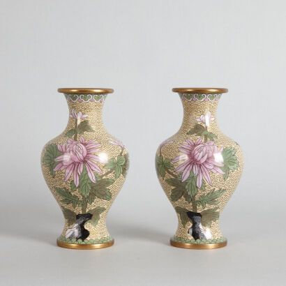 A Pair of Chinese Cloisonne Vases