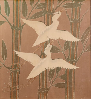 An Indonesian 'Crane' Painting on Silk