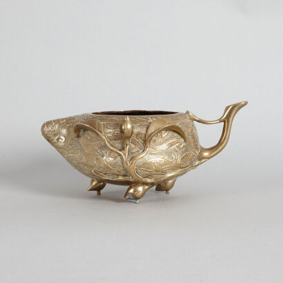A Chinese Peach-shaped Brass Incense Burner