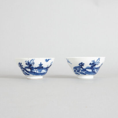 A Pair of Chinese Mid-Qing Dynasty Daoguang Period Blue and White 'Figural' Eggshell Cups (Daoguang Nian Zhi Mark)