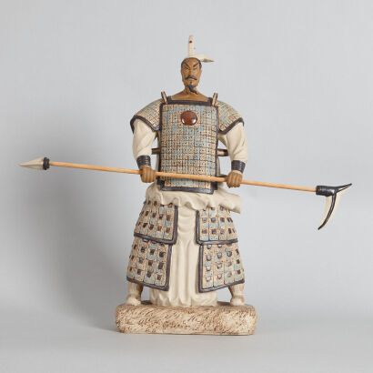 A Chinese Foshan 'Warrior' Statue