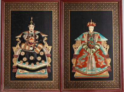 A Pair of Chinese Inlaid 'Figural' Panels