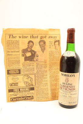 (1) 1978 Nobilo's Huapai Cabernet Sauvignon, specially labelled for the All Blacks match versus France in Paris 1981