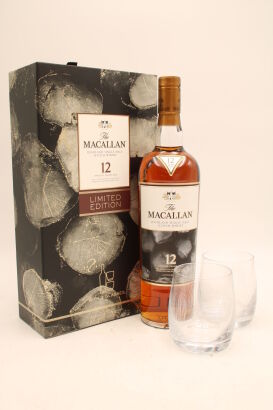 (1) Macallan 12 Years Old - Sherry Oak Limited Edition Gift Pack with 2 Glasses, 40% ABV, 700ml (GB)