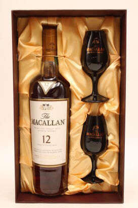 (1) Macallan 12 Years Old - Sherry Oak Limited Edition Gift Pack with 2 Tasting Glasses, 40% ABV, 700ml (GB)