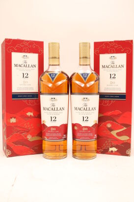 (1) The Macallan 12 Year Old Double Cask Single Malt Whisky Lunar New Year of Ox 2021 Set, 40% ABV, 700ml, two bottles sold as one lot