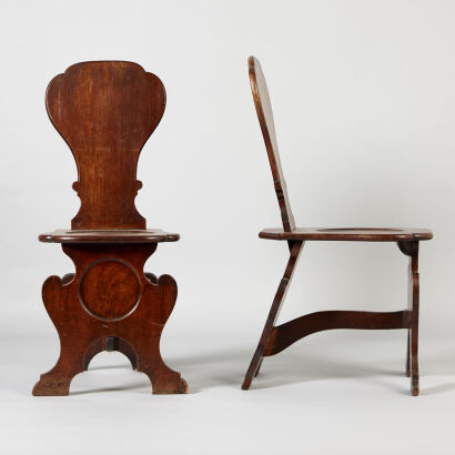 A Pair of Victorian Mahogany Hall Chairs