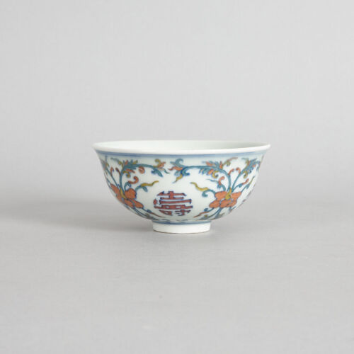 A Blue and White Doucai 'Longevity' Bowl (Da Qing Guangxu Nian Zhi Mark)