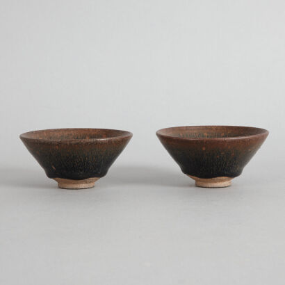 A Pair of Chinese Song-style Jian 'Hare's fur' Cups