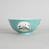 A Chinese Turquoise Ground Famille Rose Medallion Bowl (Da Qing Jiaqing Nian Zhi Mark)