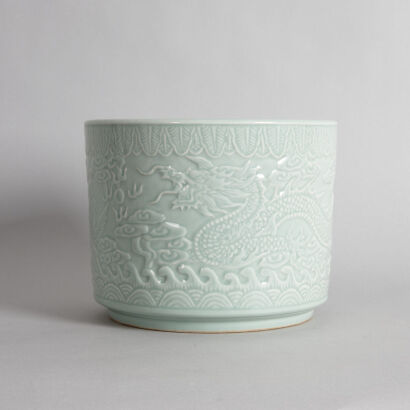 A Chinese Lavender-Grey-Glazed 'Dragon and Phoenix' Washer