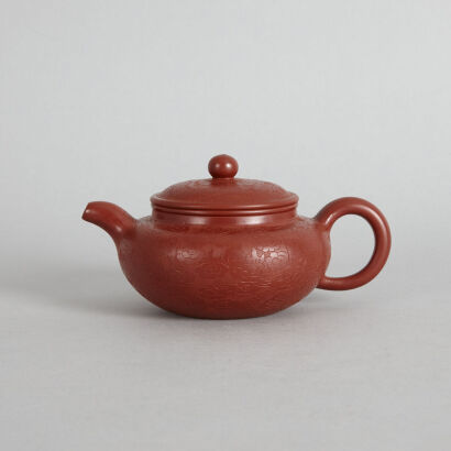 A Chinese Red Clay Teapot (Xu Wentang Mark)