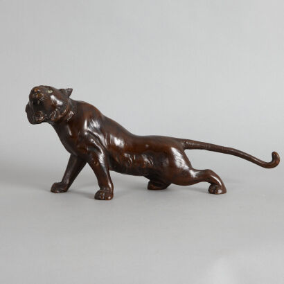 A Japanese Bronze Tiger Statue