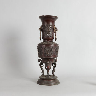 A Japanese Bronze Incense Burner with two handls