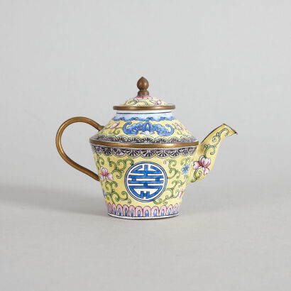 An Early 20th Century Chinese Canton Enamel Pot