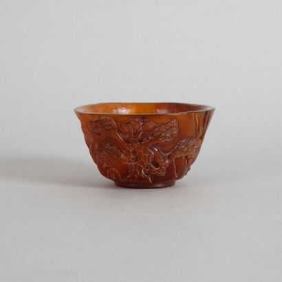 A Chinese Horn Carved 'Figural' Cup