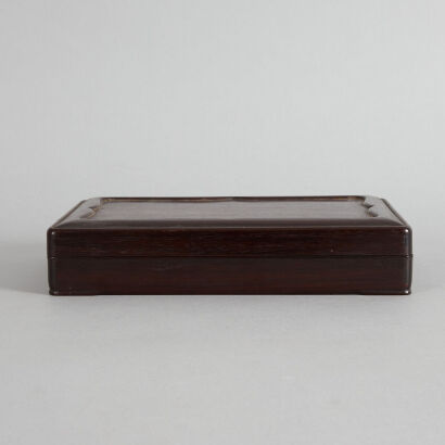 A Chinese Qing Dynasty Rosewood Inkstone Box and Inkstone