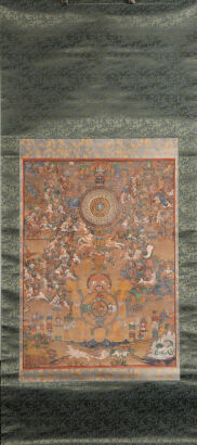 A Chinese Tibet Thangka (with wooden box)