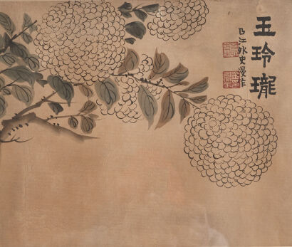 A Chinese Painting of Hydrangea (Jin Nong Mark)