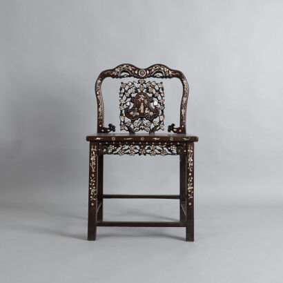 A Chinese Mother-of-Pearl Inlaid Wooden Chair