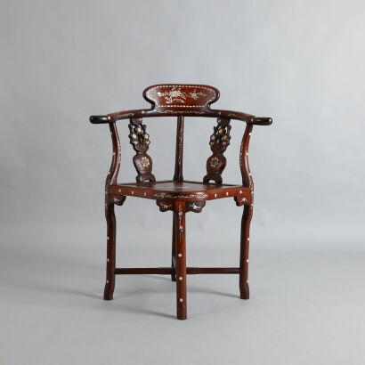 A Chinese Rosewood Inlaid Mother- of Pearl Chair