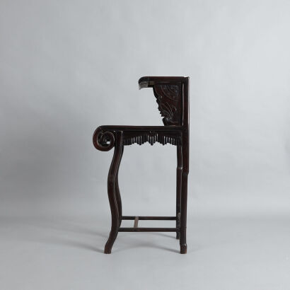 A Chinese Wooden Side-table with Marble Top