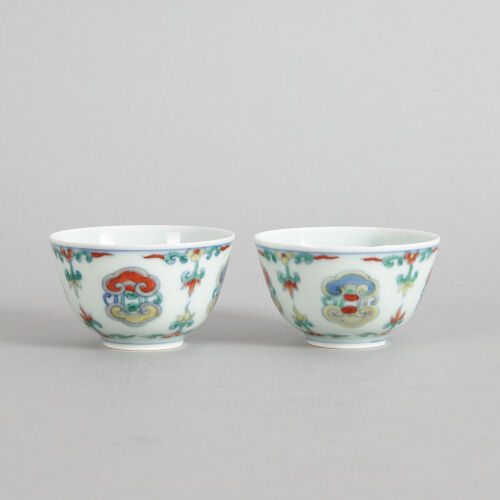 A Pair of Chinese Doucai 'Ruyi' Cups (Da Qing Yongzheng Nian Zhi Mark)