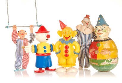 5 Assorted Plastic Clown Toys