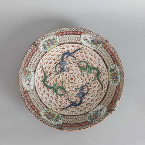 A Chinese Qing Dynasty Famille Verte 'Dragon' Dish (chip on rim)