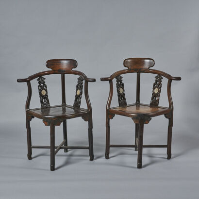 A Pair of Chinese Rosewood Armchairs